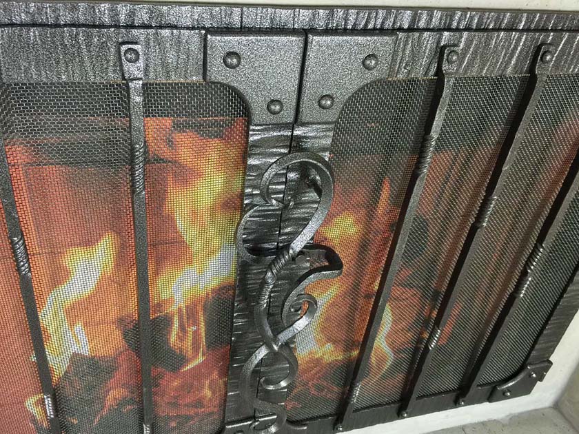 Hand forged wrought iron Fireplace Door FD0114 CloseUp