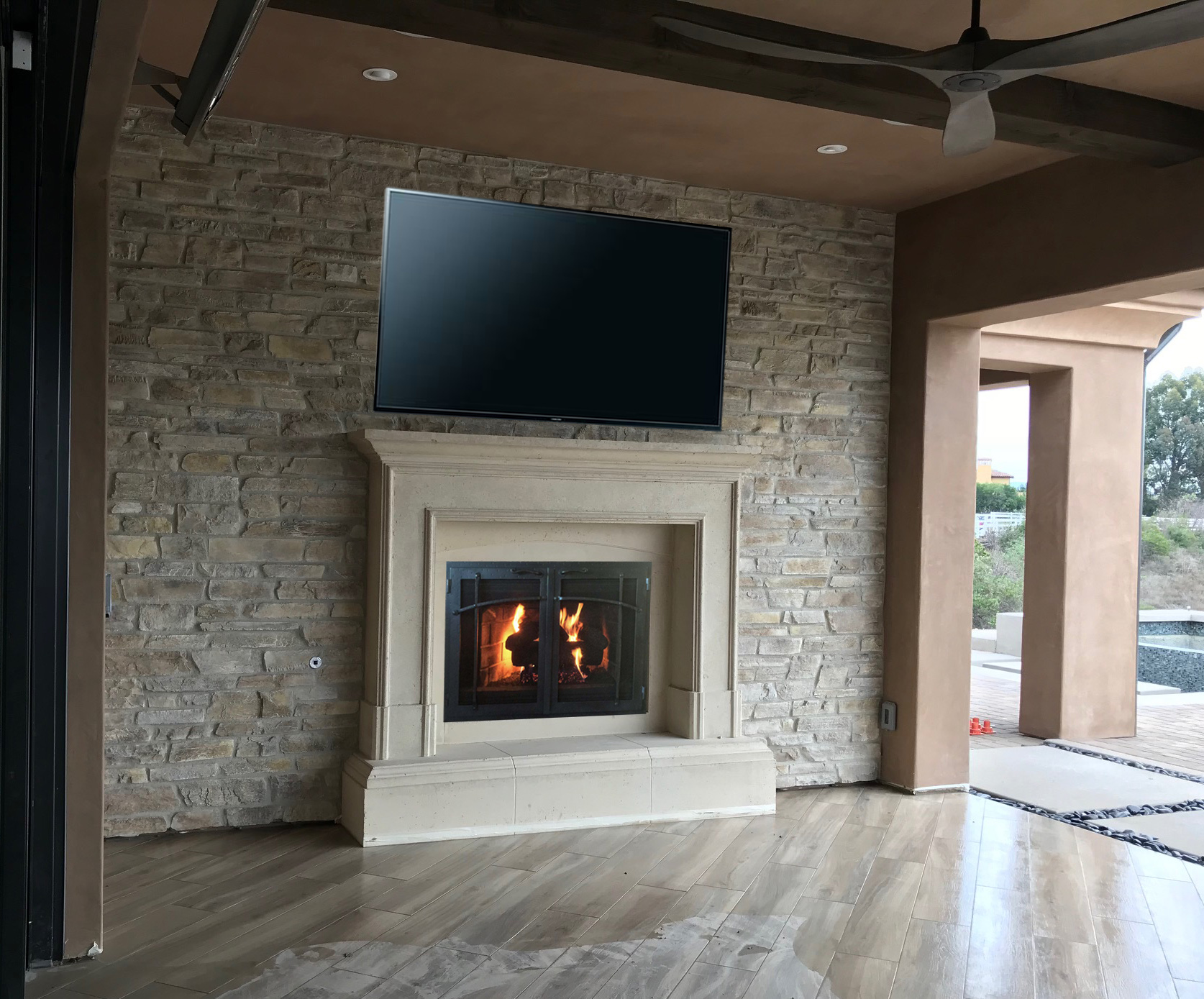 FM043 Fireplace Mantels, Fireplace surrounds, Iron Fireplace Doors and