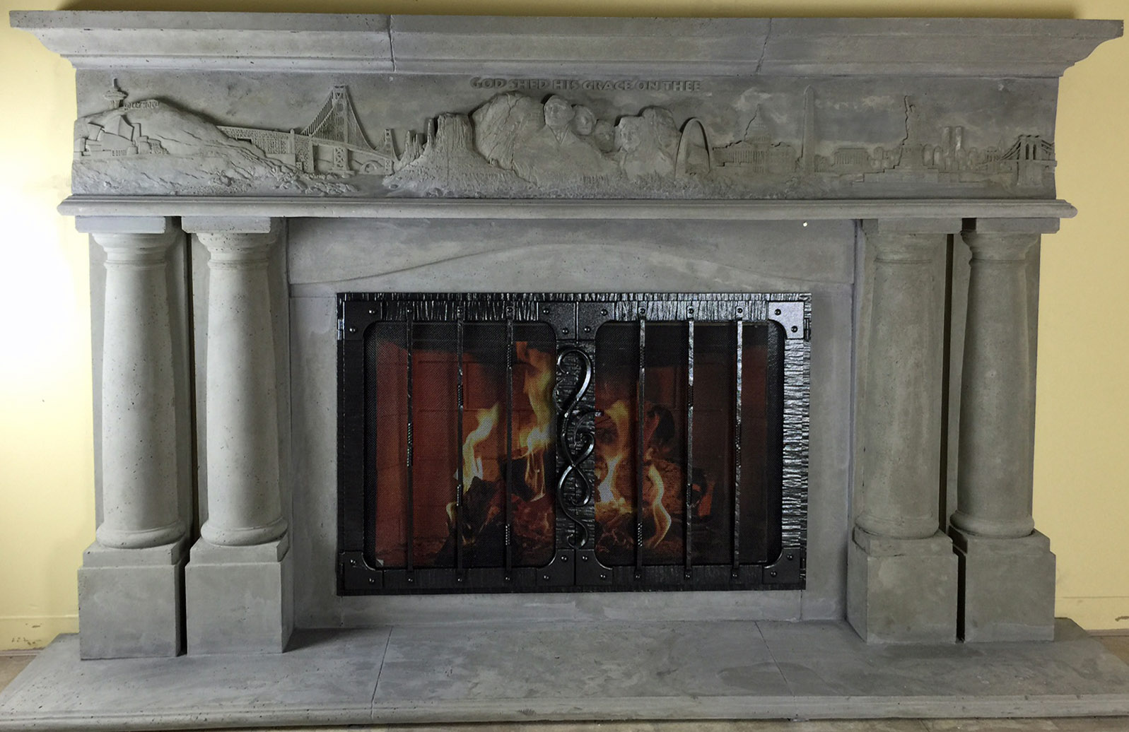FM042 Fireplace Mantels, Fireplace surrounds, Iron Fireplace Doors and