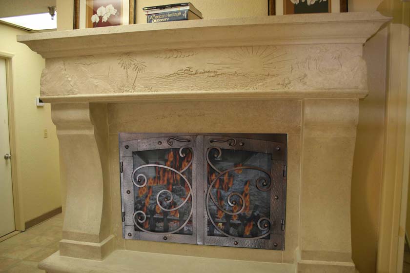 FM041 Fireplace Mantels, Fireplace surrounds, Iron Fireplace Doors and
